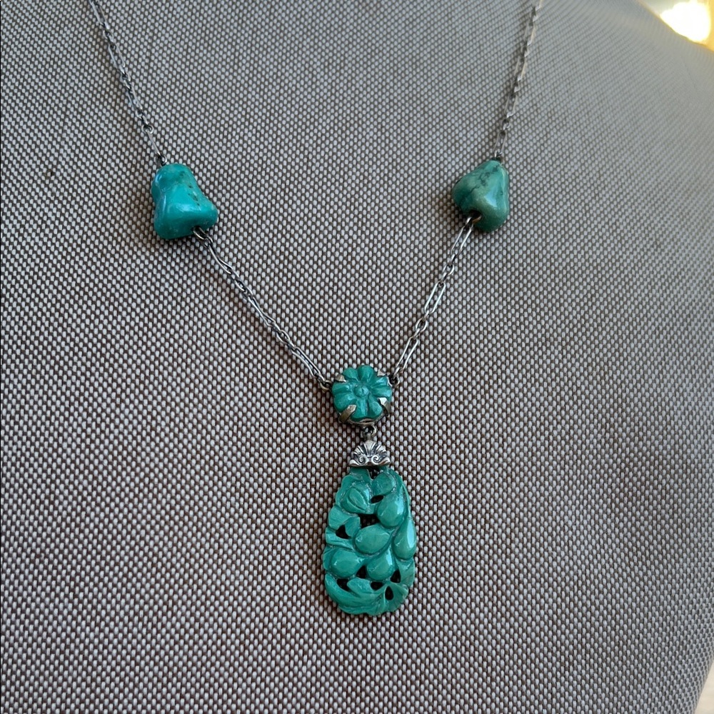 ART DECO Turquoise necklace 16”